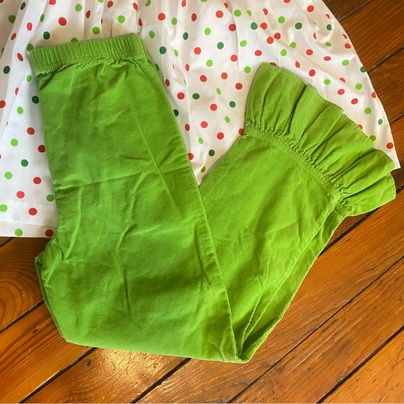 Kelly’s Kids Peplum Polka Dot Top & Green Matching Ruffle Pants Size 7/8 Medium - Picture 4 of 5